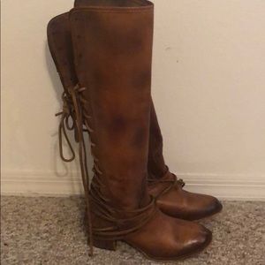 Leather Upper/Inner Lace Up Boots! Brown